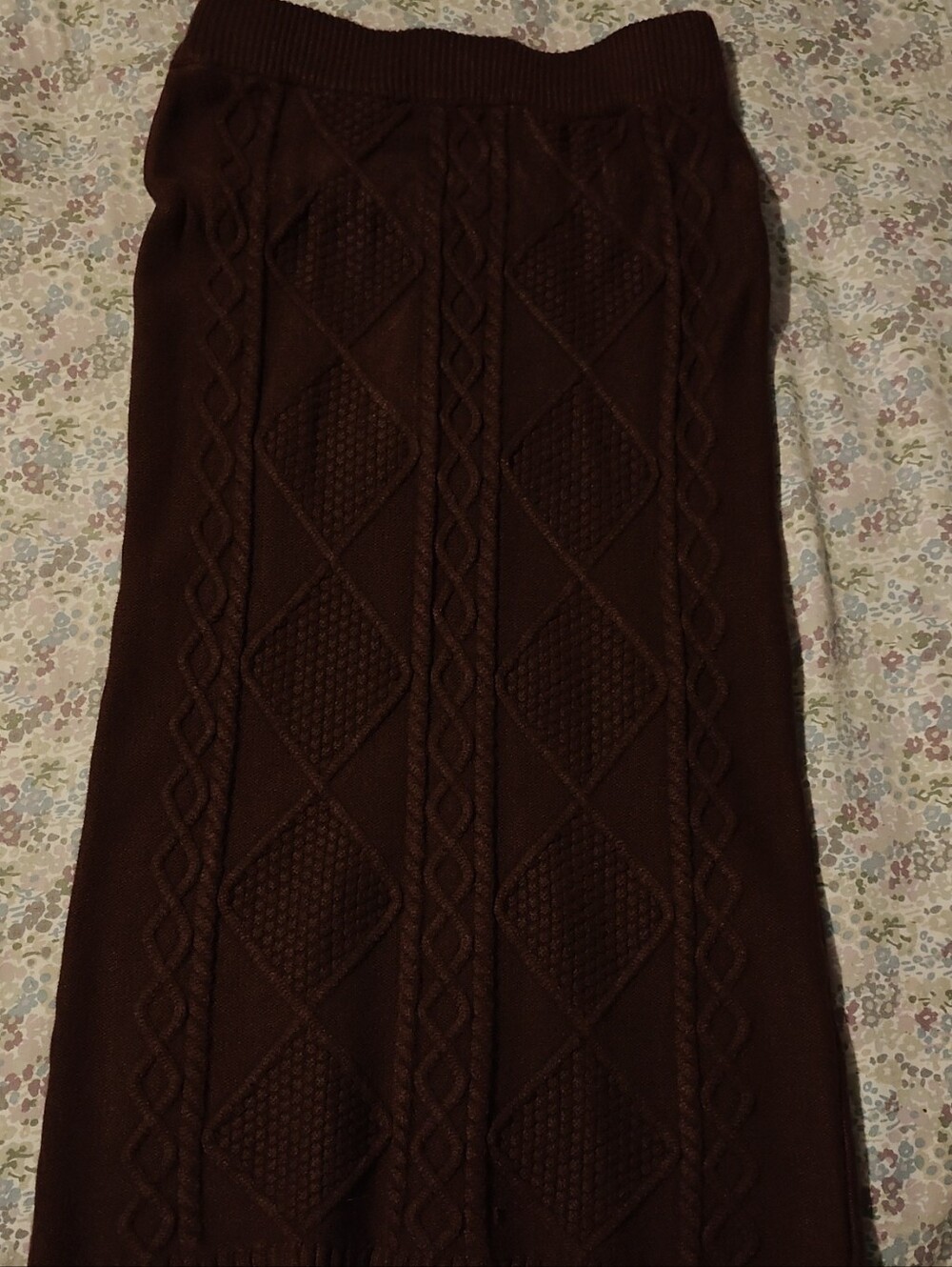 Classic Cable-Knit Brown Women's Sweater Skirt